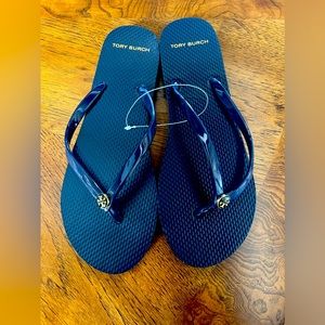 Navy Tory Burch Flip Flops